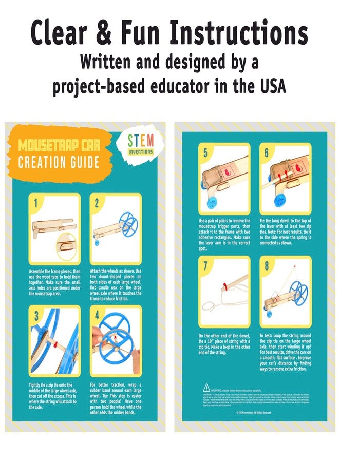 STEM Inventions Mousetrap Car Kit (10-Pack) - Hands-On Physics & Engineering STEM Kits for Classroom Projects, Force & Motion Experiments, Elementary and Middle School Science Lessons - Image 4